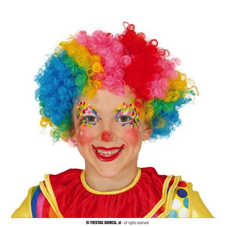 Parrucca Riccia Clown Multicolor Bambino