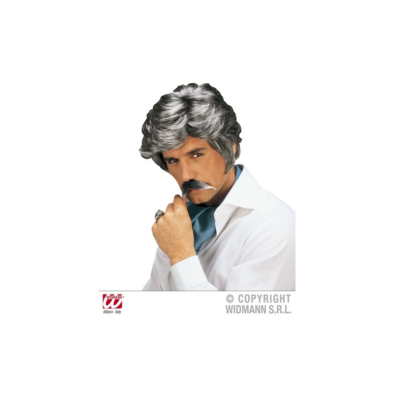 Parrucca Uomo Grigio con baffi