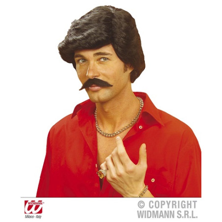 Parrucca Uomo Nera con baffi