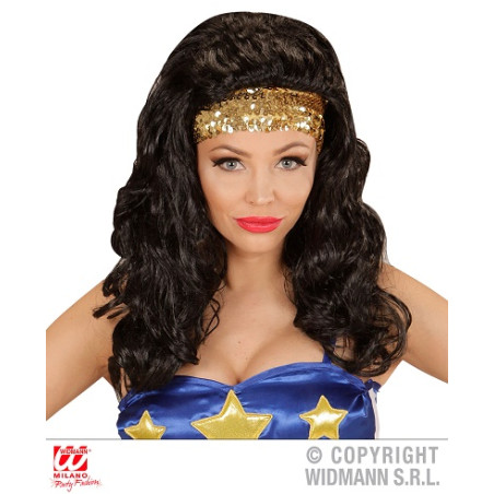 Parrucca Wonder Woman Nera con fascia