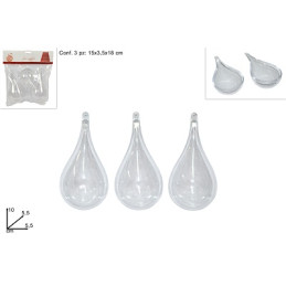PENDENTE GOCCIA in Plastica Trasparente 10 cm (cf. 3 pz)