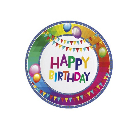 Piatti Happy Birthday 23 cm (cf. 8 pz)