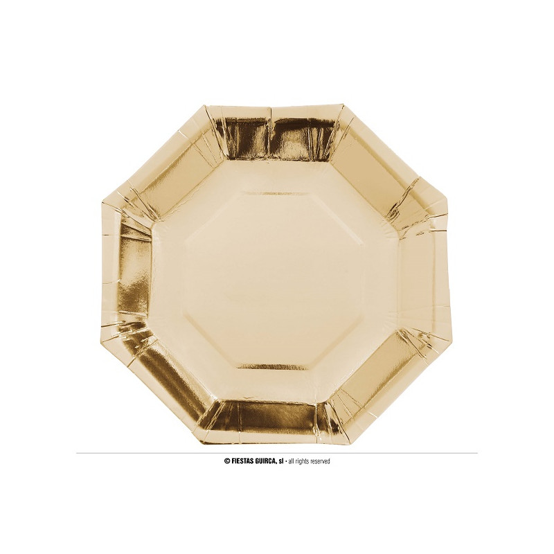 Piatto Oro Ottagonale 23 cm (cf. 6 pz)