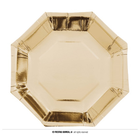 Piatto Oro Ottagonale 23 cm (cf. 6 pz)