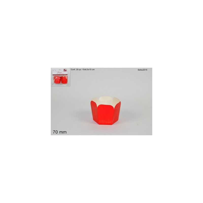 Pirottino Muffin esagonale Rosso 7 cm (cf. 15 pz)