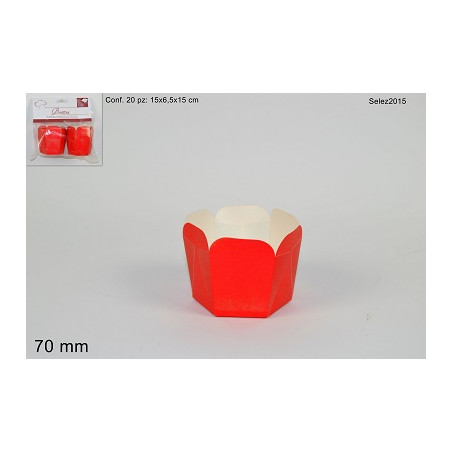 Pirottino Muffin esagonale Rosso 7 cm (cf. 15 pz)