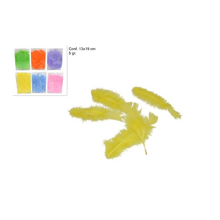 Piuma 15 cm 5 gr in busta - 6 col ass