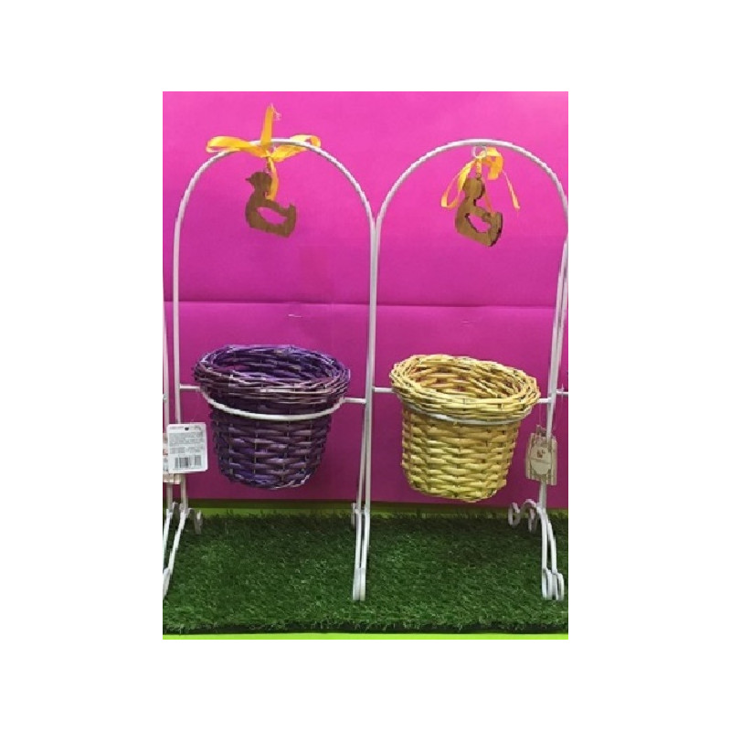 Porta Pianta in metallo con cesto vimini