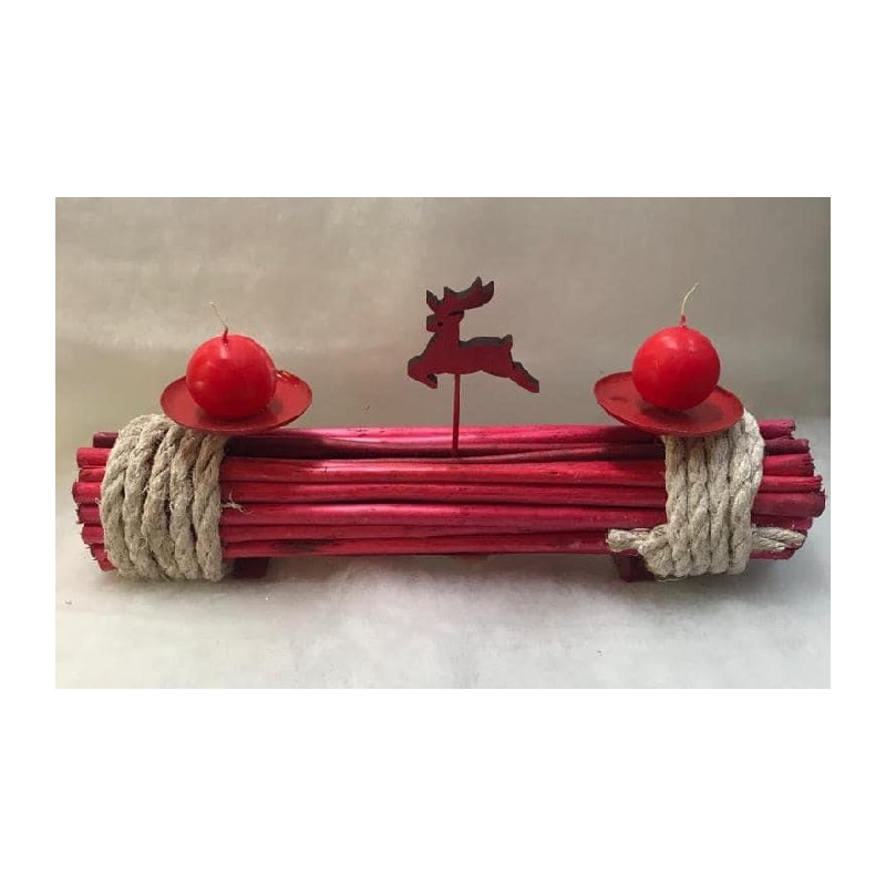Portacandela in legno Rosso 41 cm (senza candele)