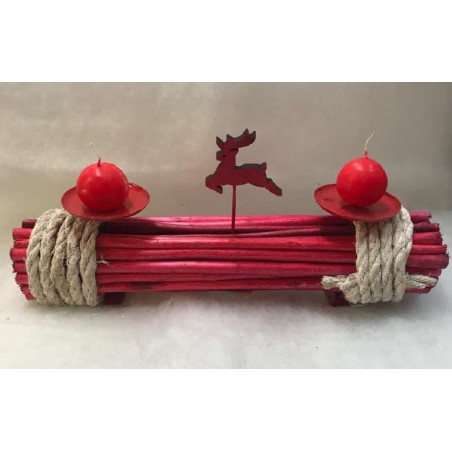 Portacandela in legno Rosso 41 cm (senza candele)