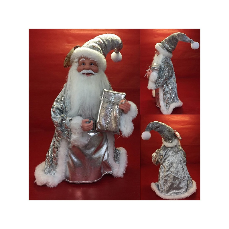 Puntale Babbo Natale Argento 28 cm