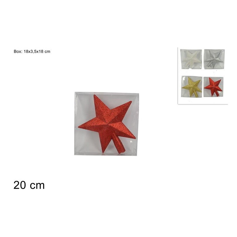 Puntale Stella 20 cm - 4 col ass