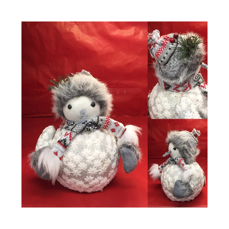 Pupazzo Neve Bianco e Grigio 22 cm