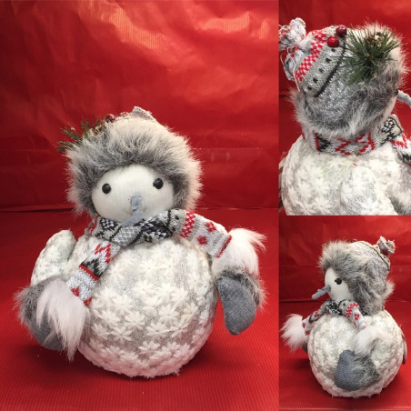 Pupazzo Neve Bianco e Grigio 22 cm