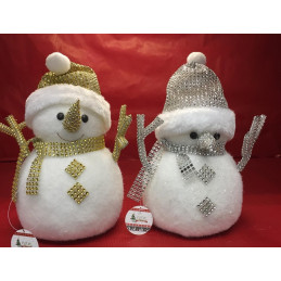 Pupazzo Neve con pajlettes oro e argento 27 cm