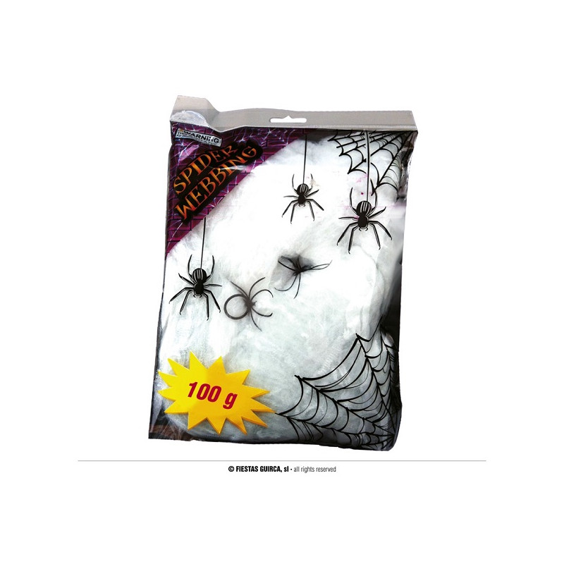 Ragnatela Bianca 100 gr con 6 ragni