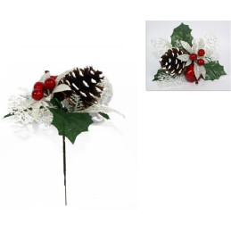 Rametto Bacche con pigne e mela 17 cm
