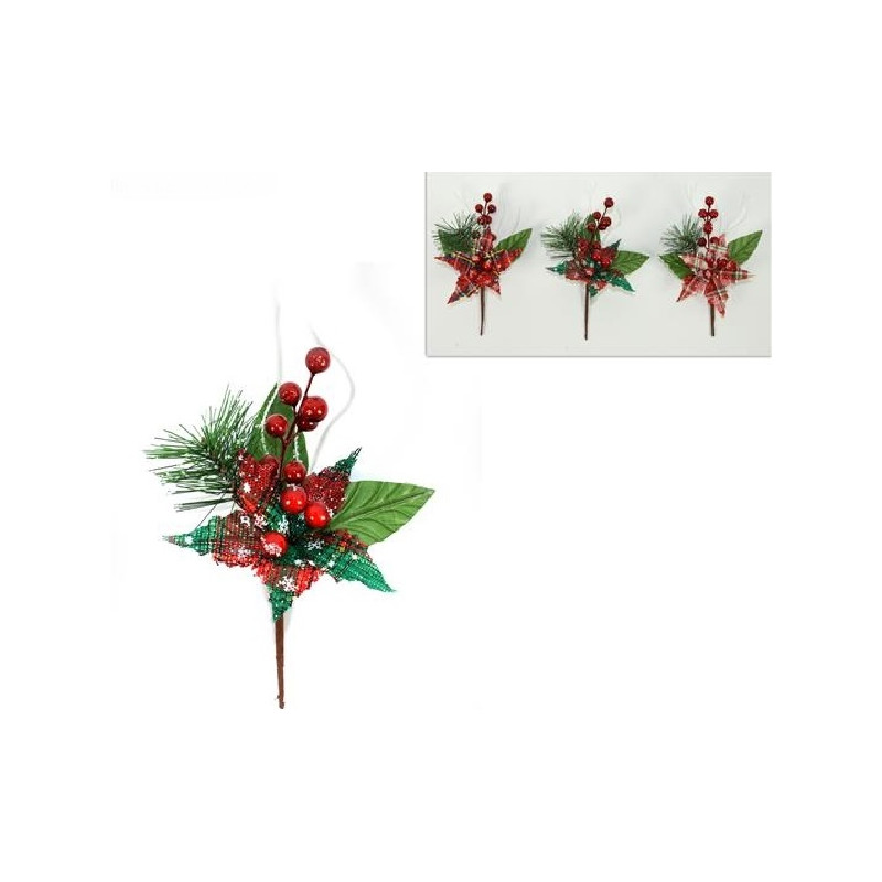 Rametto Stella di natale Scozzese con bacche 21 cm