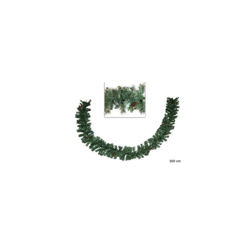 Ramo Verde Innevato con pigne 3 mt