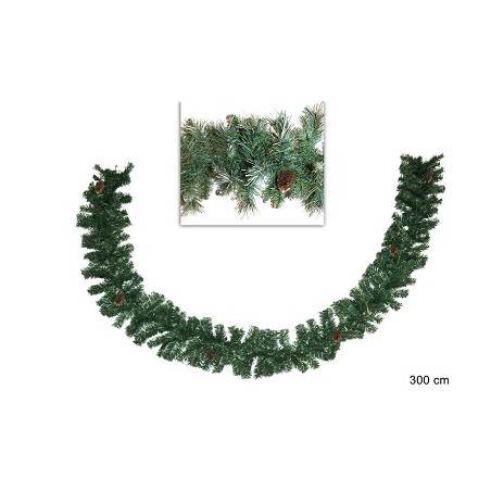 Ramo Verde Innevato con pigne 3 mt