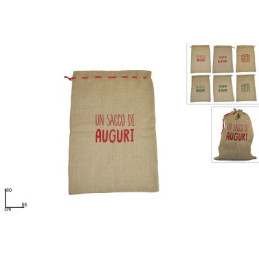 Sacco Juta con scritta 80x55 cm - 2 col ass