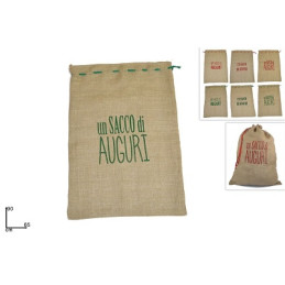 Sacco Juta con scritta 90x65 cm - 2 col ass