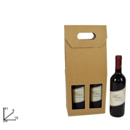 Scatola 2 Bottiglia Avana 18x41x9 cm