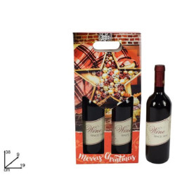 Scatola 2 Bottiglia Natalizia 19x38x9 cm