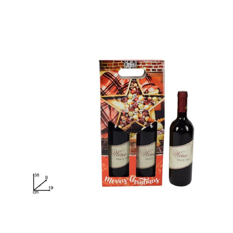 Scatola 2 Bottiglia Natalizia 19x38x9 cm