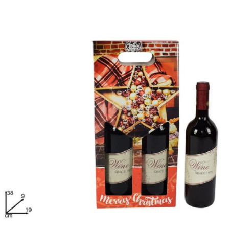 Scatola 2 Bottiglia Natalizia 19x38x9 cm