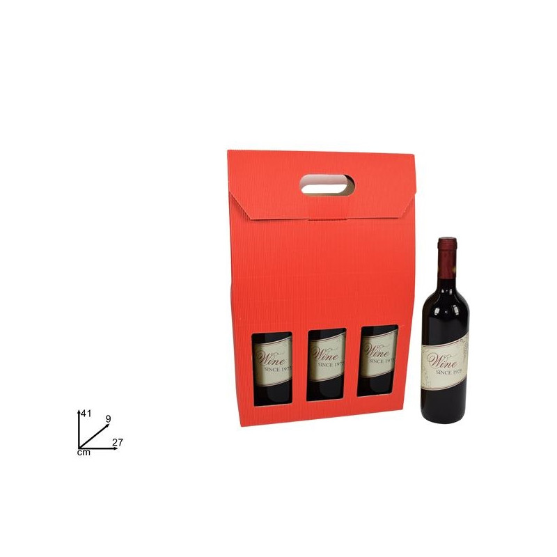 Scatola 3 Bottiglia Rossa 18x41x9 cm