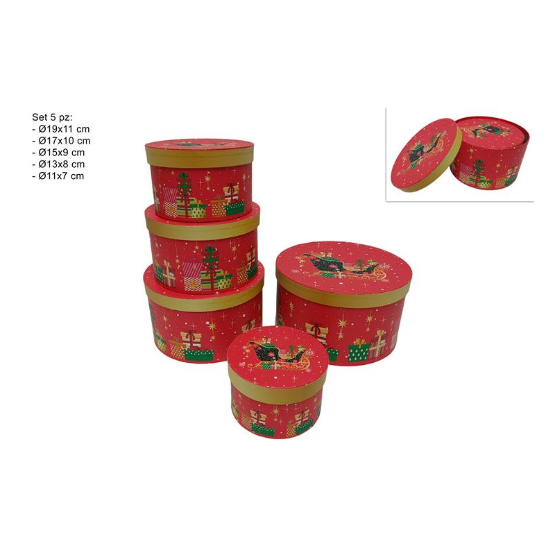 Scatola Regalo Natalizia Tonda (cf. 5 pz)