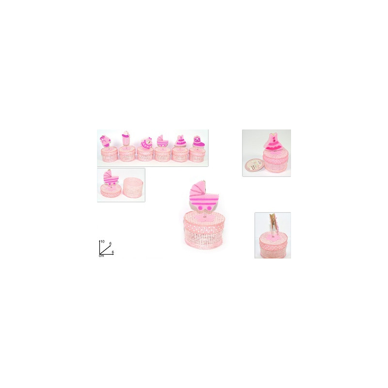 Scatolina portaconfetti Tonda Portafoto Rosa