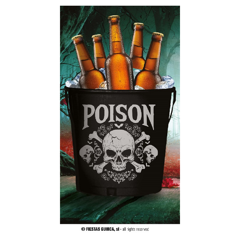 Secchio Teschio portabibite in metallo 19x23 cm