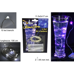 Serie 10 Led BIANCO FREDDO filo acqua a batteria