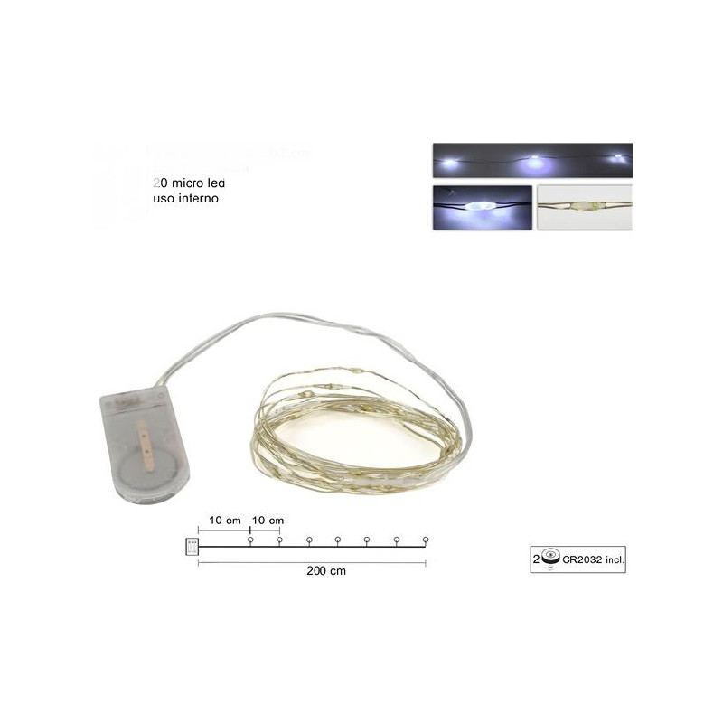 Serie 20 Led BIANCO FREDDO con microled e vano batteria piatto