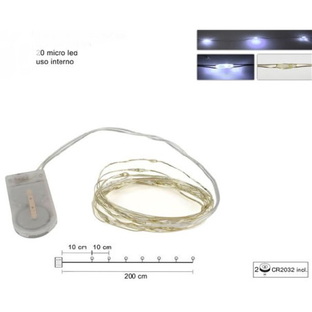 Serie 20 Led BIANCO FREDDO con microled e vano batteria piatto
