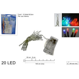 Serie 20 Led COLORATA filo trasparente a batteria