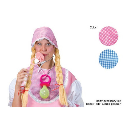 Set Baby Rosa e Celeste - 3 pz (Cuffia,bavaglino,ciucciotto)