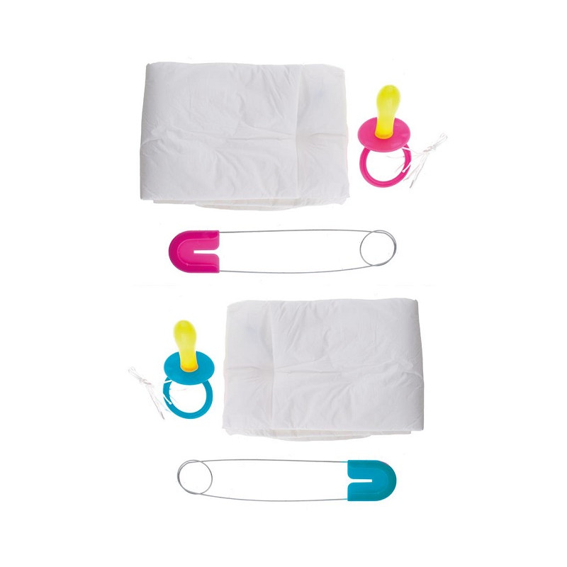 Set Baby Rosa e Celeste - 3 pz (Pannolone,spilla,ciucciotto)