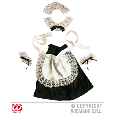 Set Cameriera - 6 pz (Gonna,crestiera,grembiule,2 polsini,collarino)
