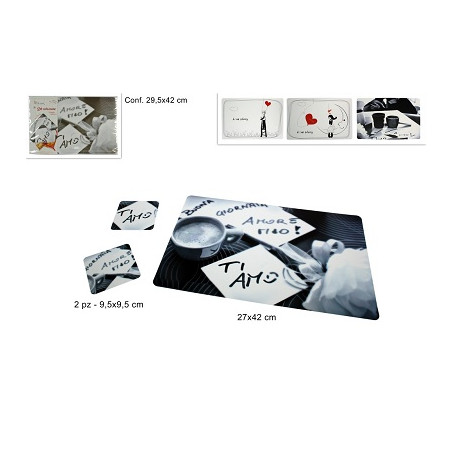 Set Colazione - 3 pz (Tovaglietta e 2 sotto tazzina)