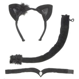 Set Gatto - 3 pz (Cerchietto,coda,girocollo)