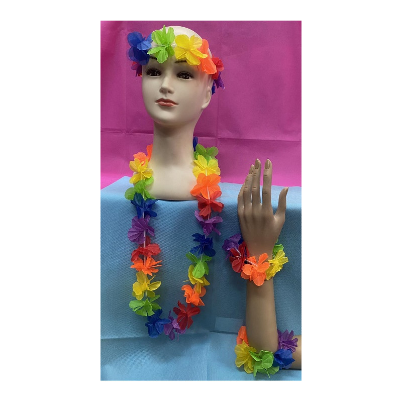 Set Hawai - 4 pz (Collana,corona,2 bracciali)