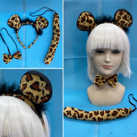 Set Leopardo - 3 pz (Cerchietto,coda,papillon)