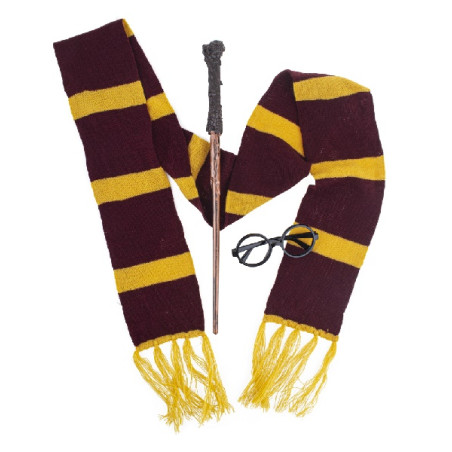 Set Mago Harry Potter - 3 pz (Bacchetta,sciarpa,occhiali senza lenti)