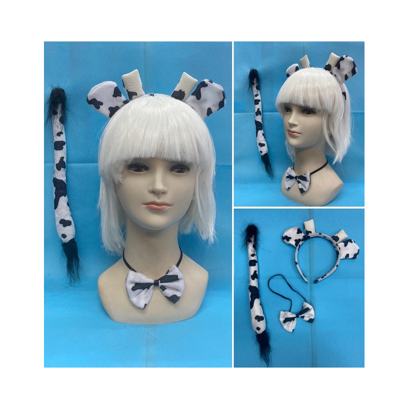 Set Mucca - 3 pz (Cerchietto,papillon,coda)
