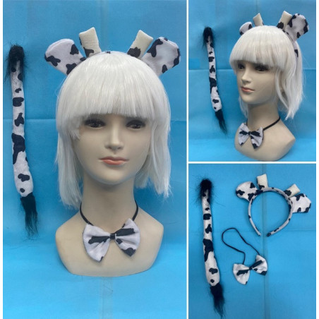 Set Mucca - 3 pz (Cerchietto,papillon,coda)