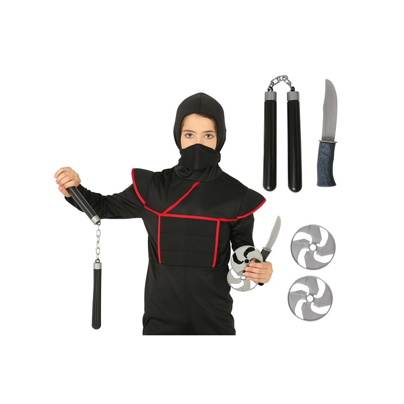 Set Ninja - 4 pz (Nunchaku, pugnale,2dischi)