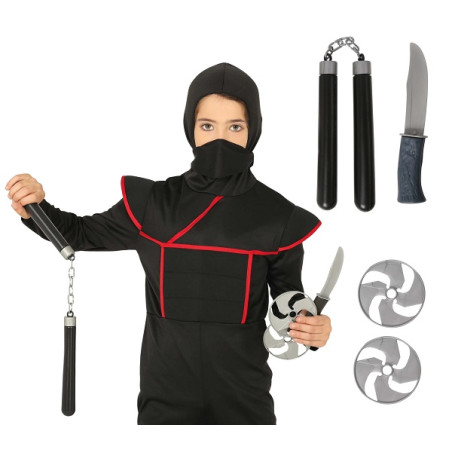Set Ninja - 4 pz (Nunchaku, pugnale,2dischi)